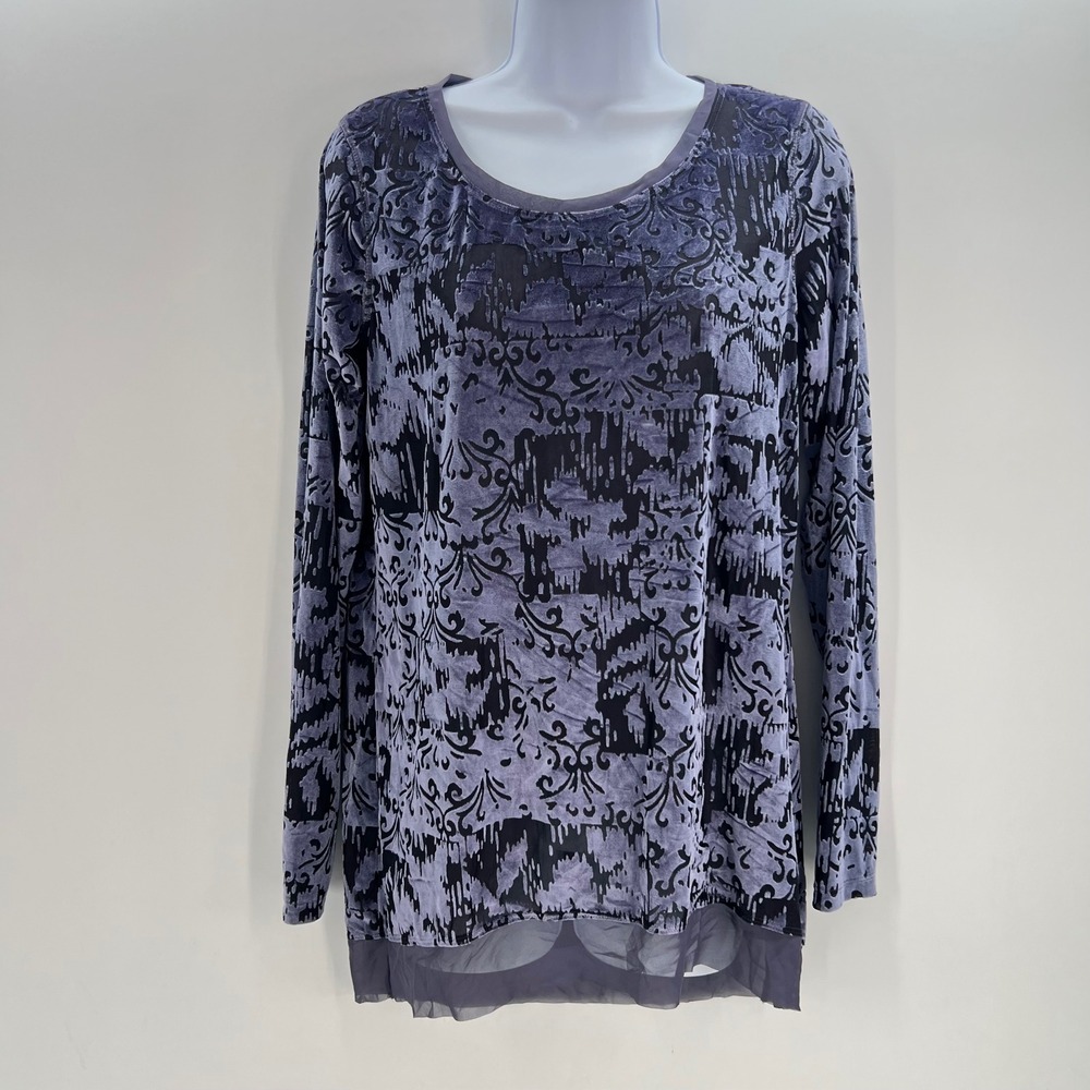 Fade Burnout Velvet Tunic Top Medium Purple Swirl Whimsigoth Grunge VTG